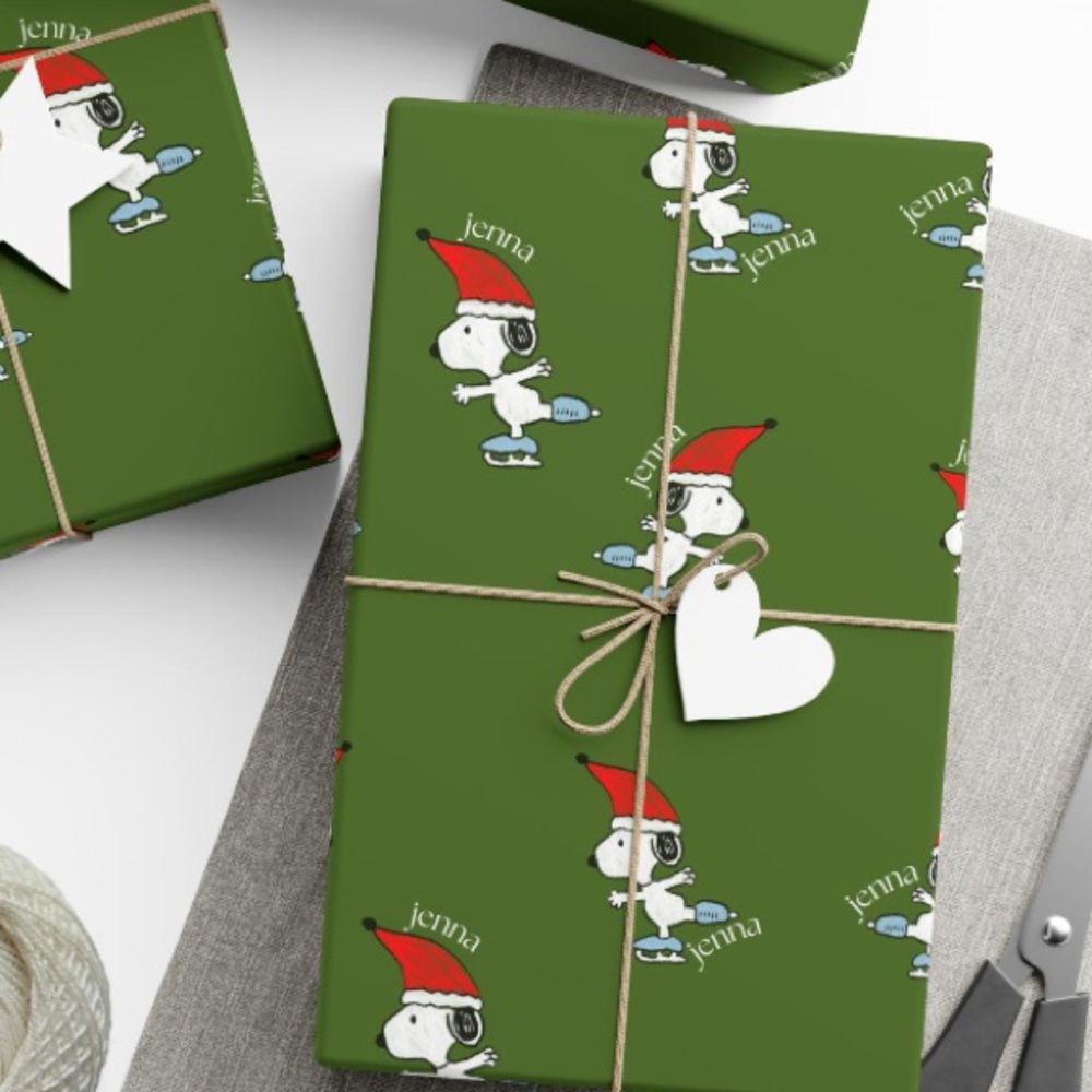 Snoopy Personalized “Jenna” Christmas Wrapping Paper